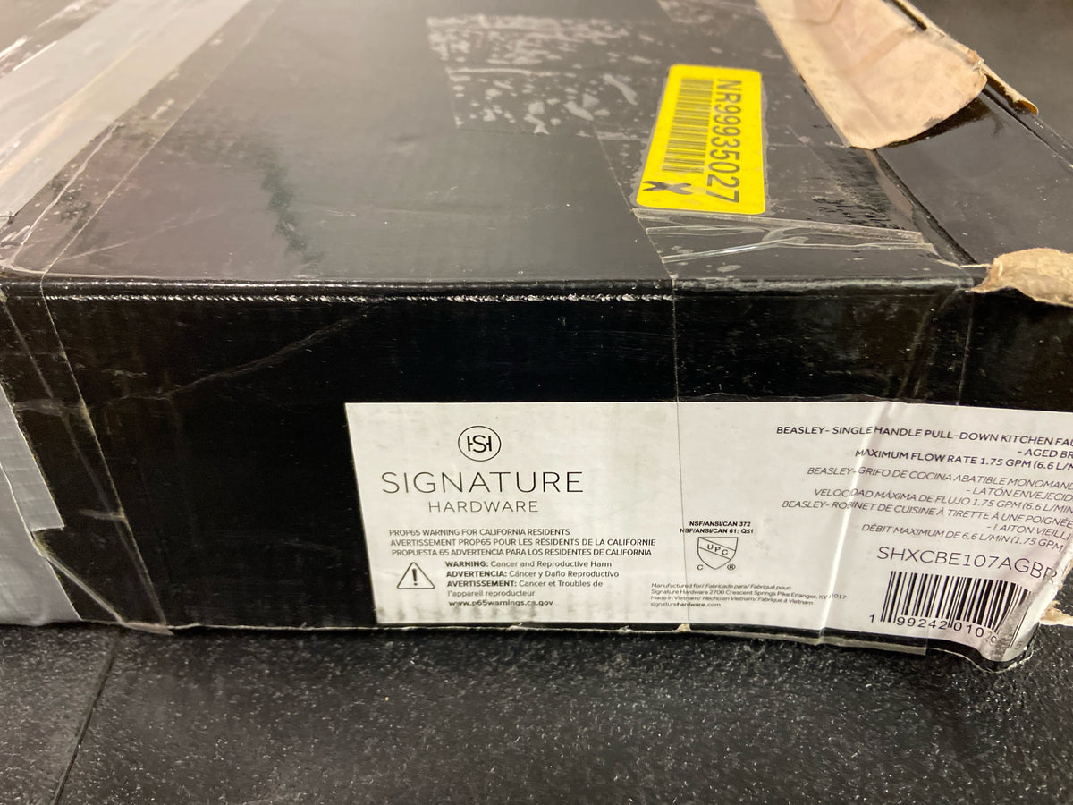 Signature Hardware SHXCBE107AGBR Beasley 1.75 GPM Single Hole Pull-Down Kitchen Faucet - Aged Brass