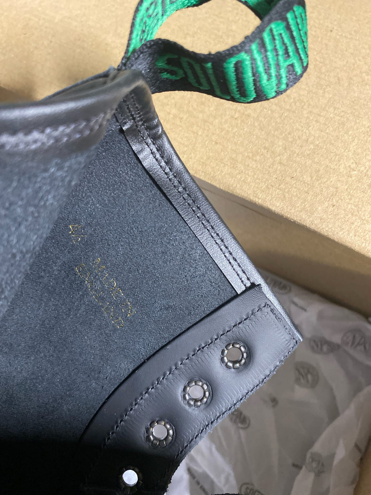 Solovair 8 Eye Derby Boot in Black Greasy size 5 1/2 US