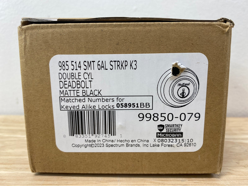 Kwikset 985-514S.STRKP 980 Double Cylinder Keyed Entry Deadbolt from the Signature Series - Matte Black