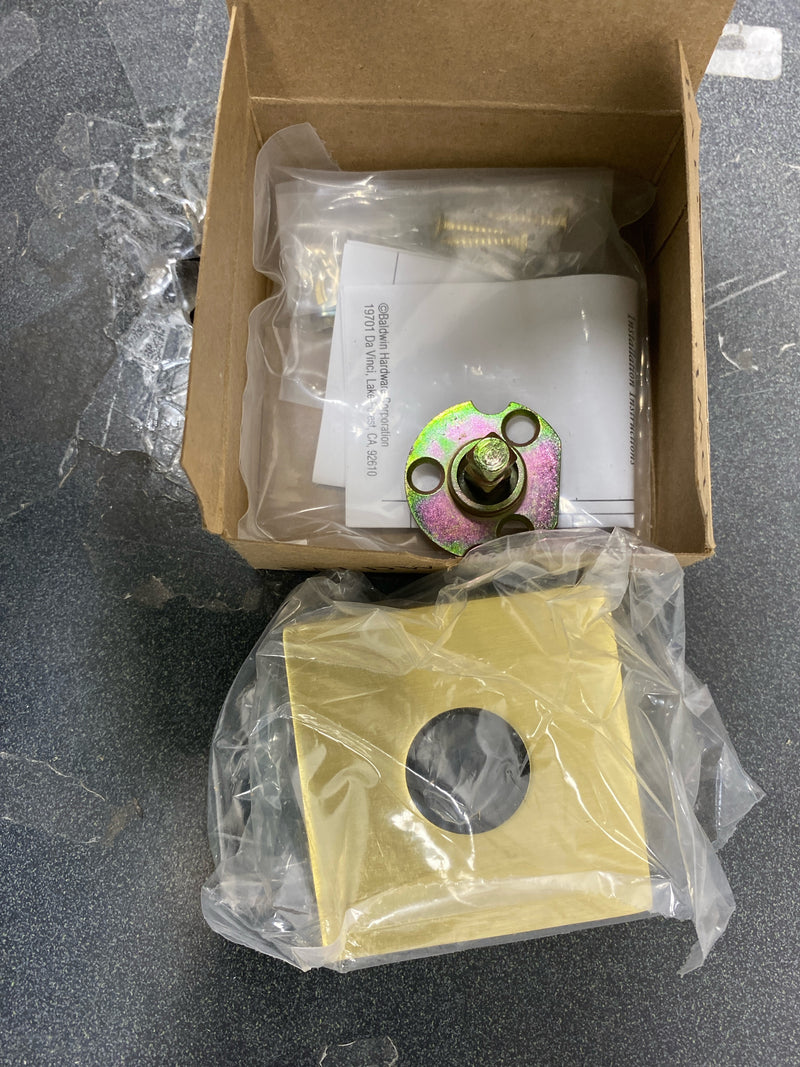 Baldwin L030060IDM L030 Gramercy Knurled Non-Turning One-Sided Dummy Door Lever with R017 Trim from the Estate Collection - Satin Brass and Brown