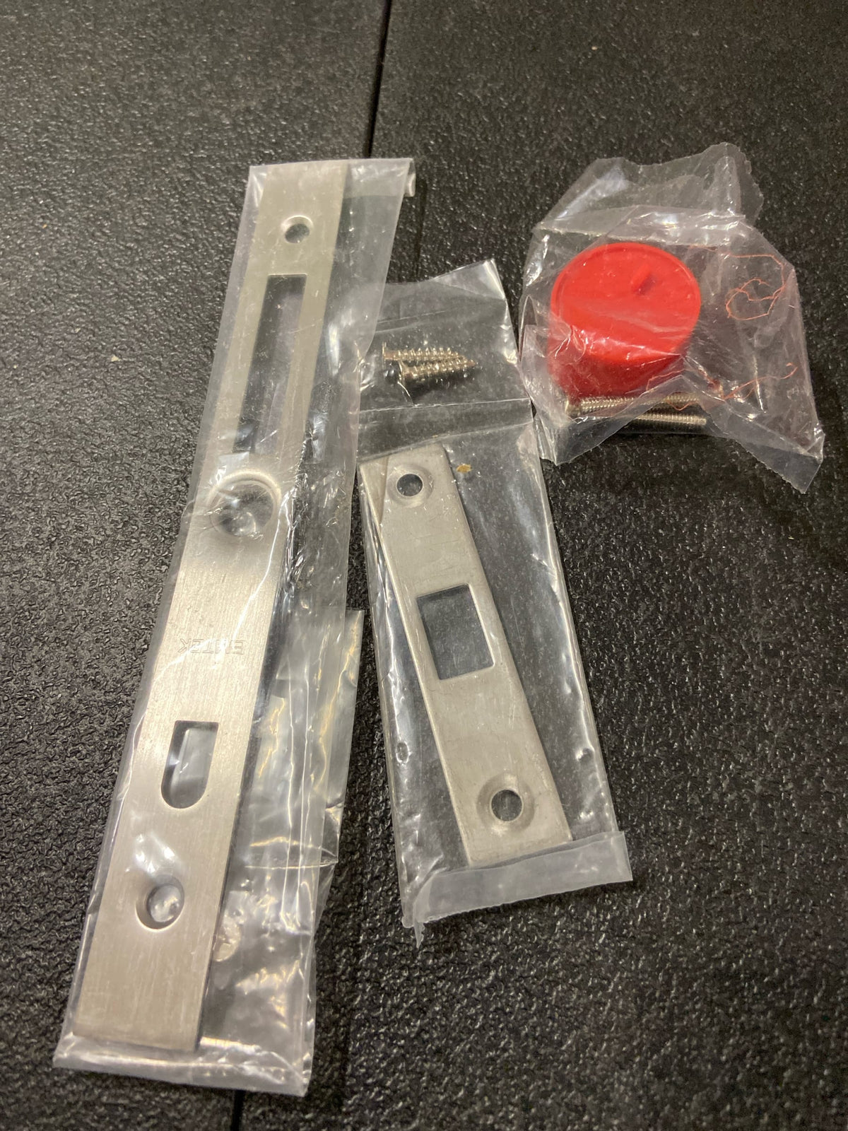 Emtek 2155US19US15 Narrow Modern Rectangular 7-1/4" Tall Privacy Pocket Door Lock - Flat Black / Satin Nickel
