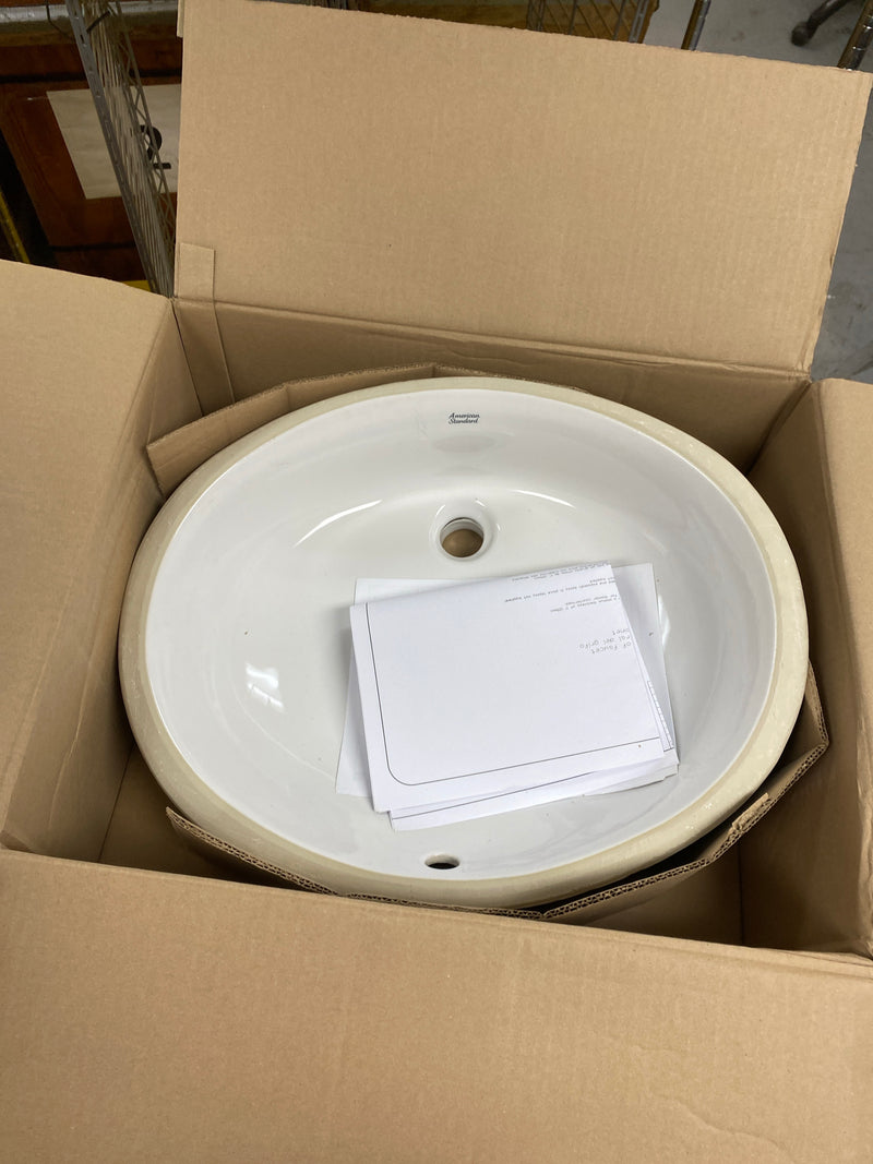 American standard 0497300.020 Ovalyn Front Overflow Undercounter Bathroom Sink with Glazed Underside in White