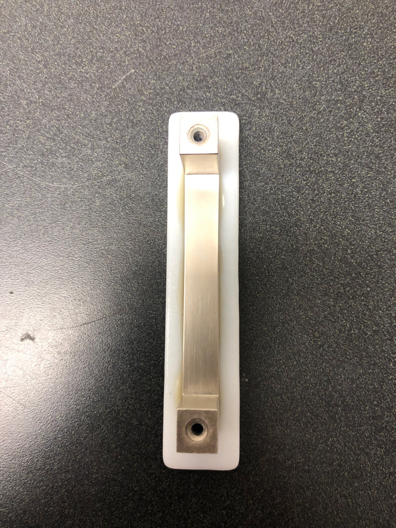 Sietto P-1400-SN Bandwidth 3-1/2 Inch Center to Center Bar Cabinet Pull with White Glass - Satin Nickel