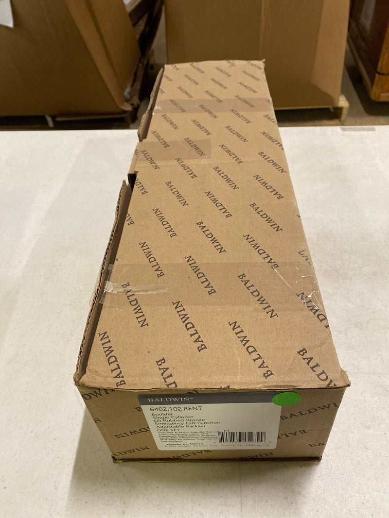 Baldwin 6402102RENT Boulder Single Cylinder Right Handed Full Plate Entryset with Interior Lever - Oil Rubbed Bronze