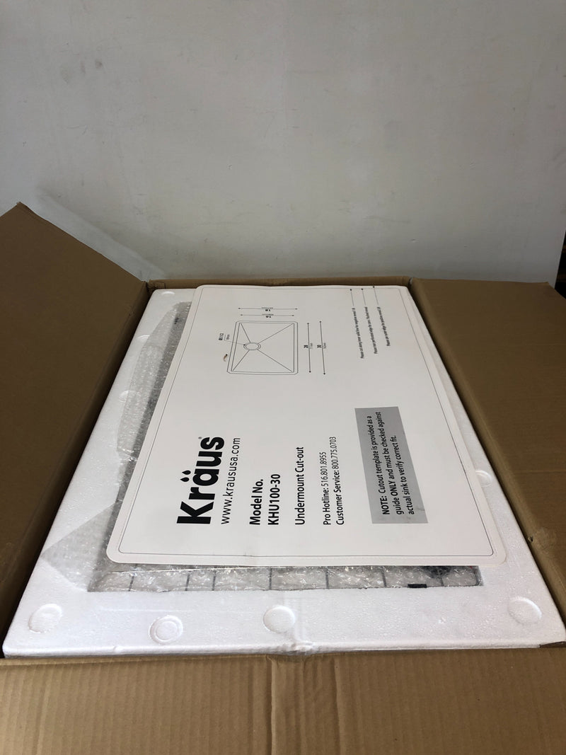 Kraus 30" Single Basin 16 Gauge Stainless Steel Kitchen Sink for Undermount Installations - Basin Rack and Basket Strainer Included