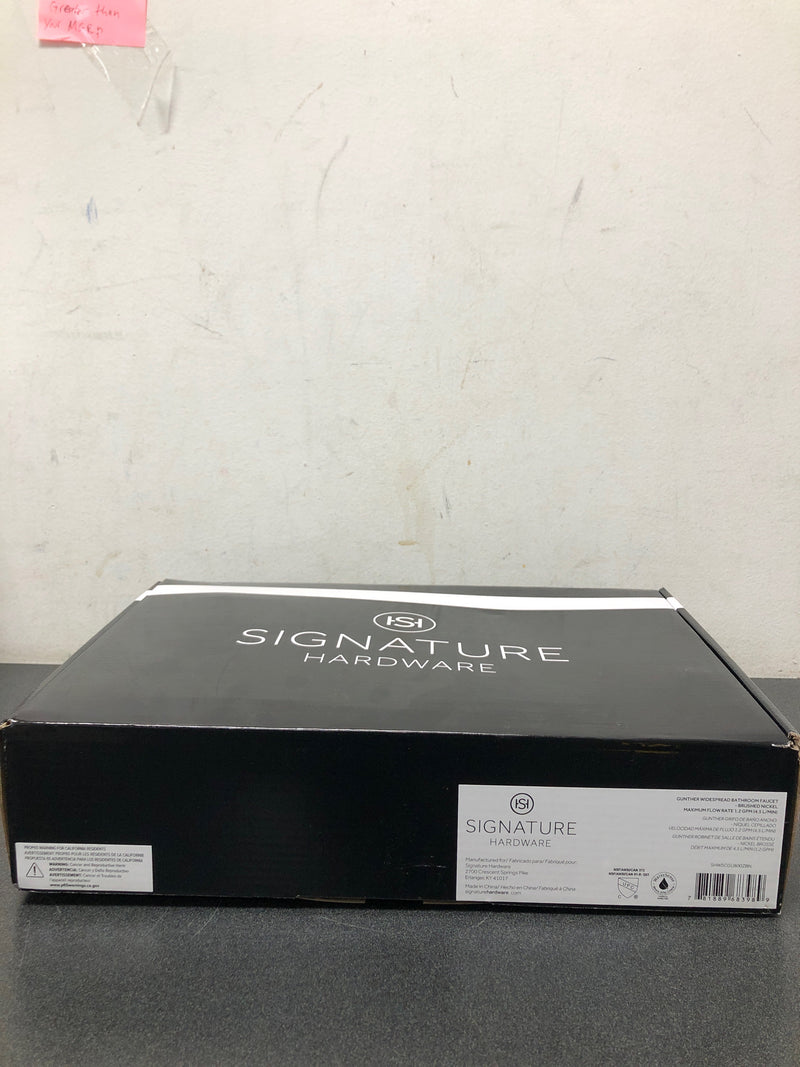 Signature Hardware 477063 Gunther 1.2 GPM Widespread Bathroom Faucet with Lever Handles and Pop-Up Drain Assembly - Brushed Nickel