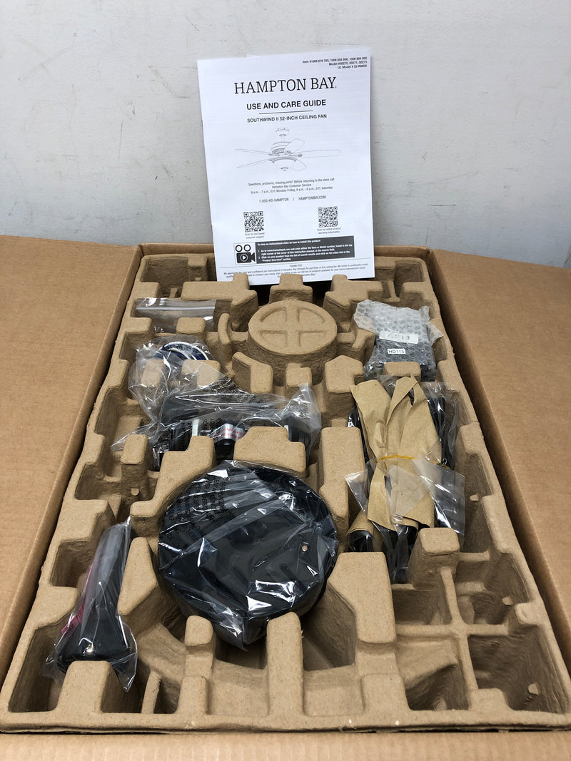 Hampton bay 50271 Southwind II 52 in. Indoor LED Bronze Ceiling Fan with Light Kit, Reversible Blades and Remote Control