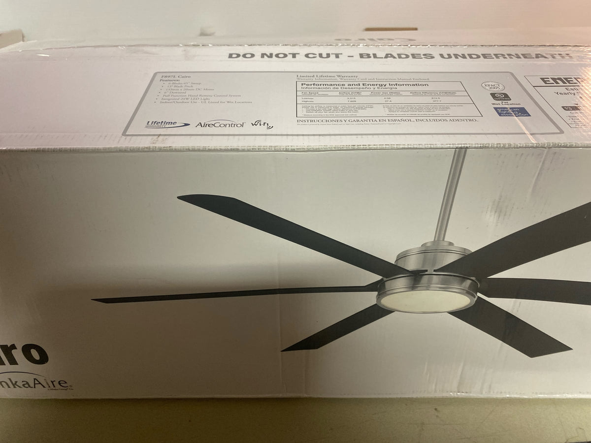 MinkaAire F897L-WHF Cairo 65" 6 Blade Indoor LED Ceiling Fan with Remote Included - Flat White
