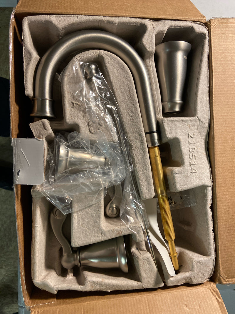Moen WS84004SRN Traditional Widespread Bathroom Faucet - Includes Rough-In Valve and Pop-UP Drain Assembly - Spot Resist Brushed Nickel