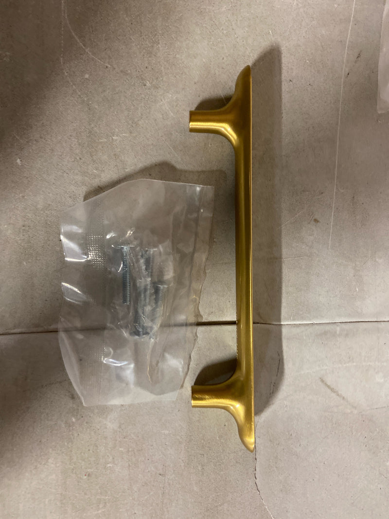 Hickory Hardware H078780BGB Maven 5-1/16 Inch (128mm) Center to Center Oval Flat Concave Modern Bar Cabinet Handle / Drawer Pull - Brushed Golden Brass