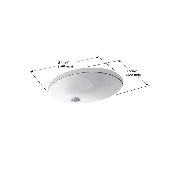 Kohler Caxton Vitreous China Undermount Bathroom Sink with Glazed Underside in White