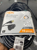 Hdx HWHD16350F 50 ft. 16/3 Light Duty Indoor/Outdoor Extension Cord with Multiple Outlet Triple Tap End, Black