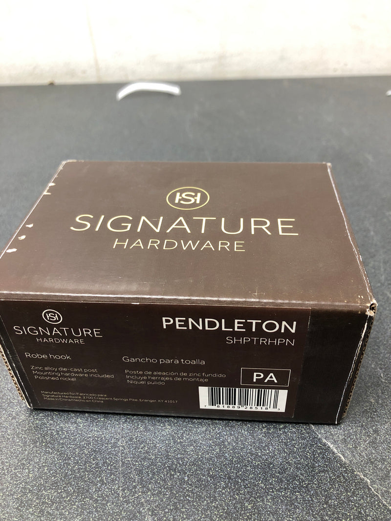 Signature Hardware SHPTRHPN Pendleton Single Robe Hook - Polished Nickel