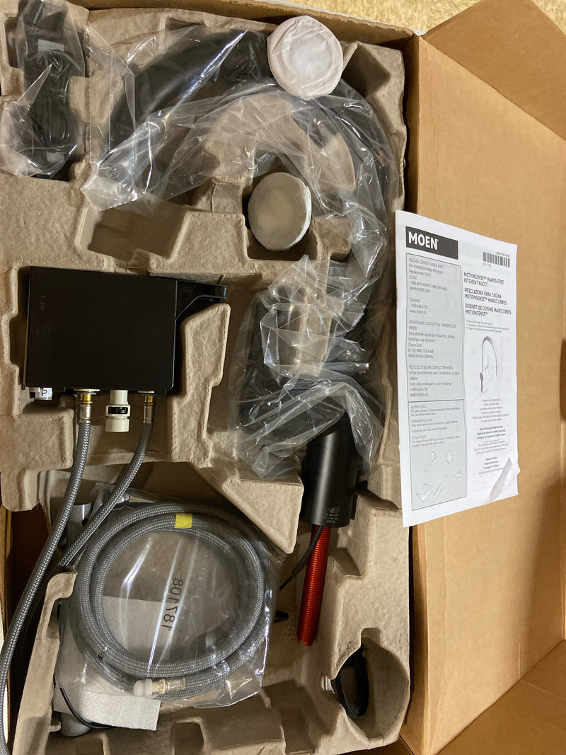 Moen 7622EWBL Cia 1.5 GPM Single Hole Pull Down Kitchen Faucet with MotionSense- Includes Escutcheon - Matte Black