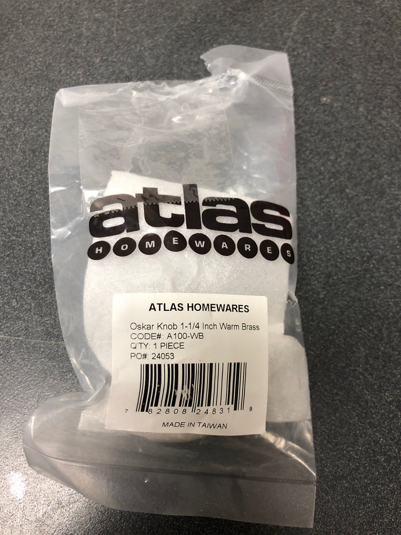 Atlas Homewares A100-WB Oskar 1-1/4 Inch Mushroom Cabinet Knob - Warm Brass