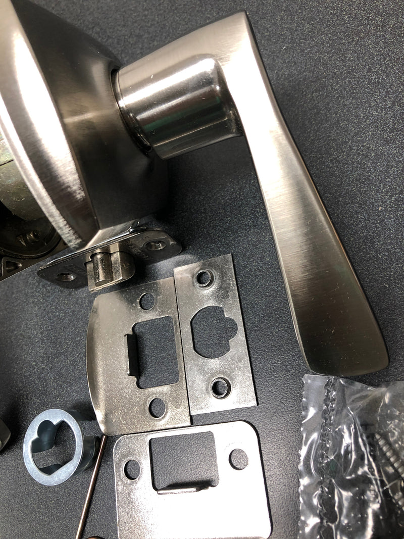 Schlage F51AMER619GRW Merano Single Cylinder Keyed Entry Door Lever Set with Decorative Greenwich Trim - Satin Nickel