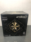Artika CHMP-HD2BG Imperium 9-Light Black and Gold Modern Sputnik Geometric Cage Chandelier Light Fixture for Dining Room or Kitchen