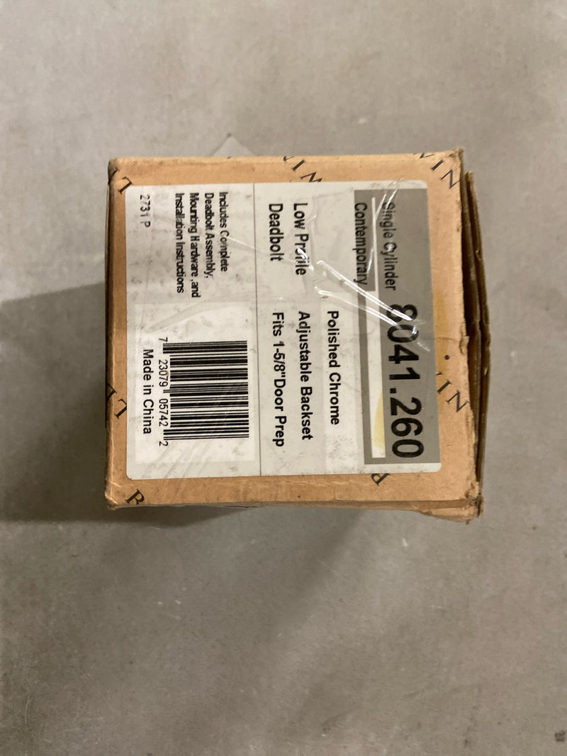 Baldwin 8041260 Contemporary Solid Brass Single Cylinder Keyed Entry Deadbolt from the Estate Collection - Polished Chrome