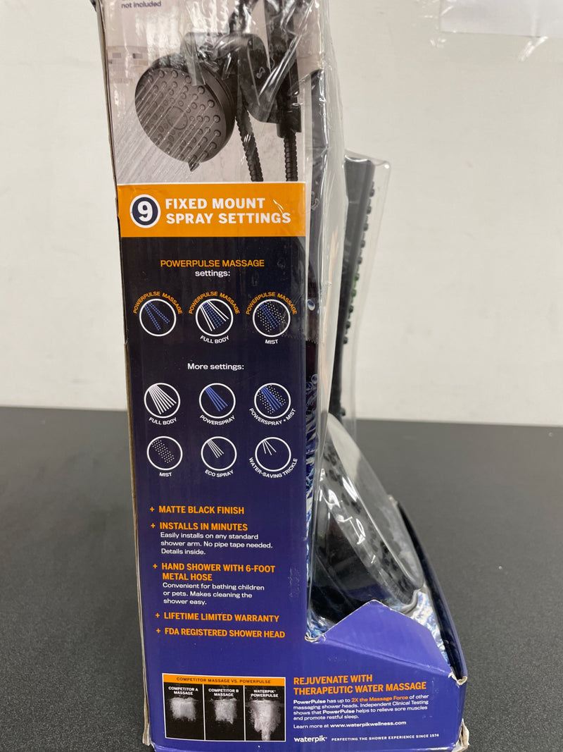 Waterpik YBW-935E/SBW-385ME 12-Spray High Pressure 1.8 GPM 5 in. Wall Mount Dual Shower Head and Handheld Shower Head Chrome/Silve