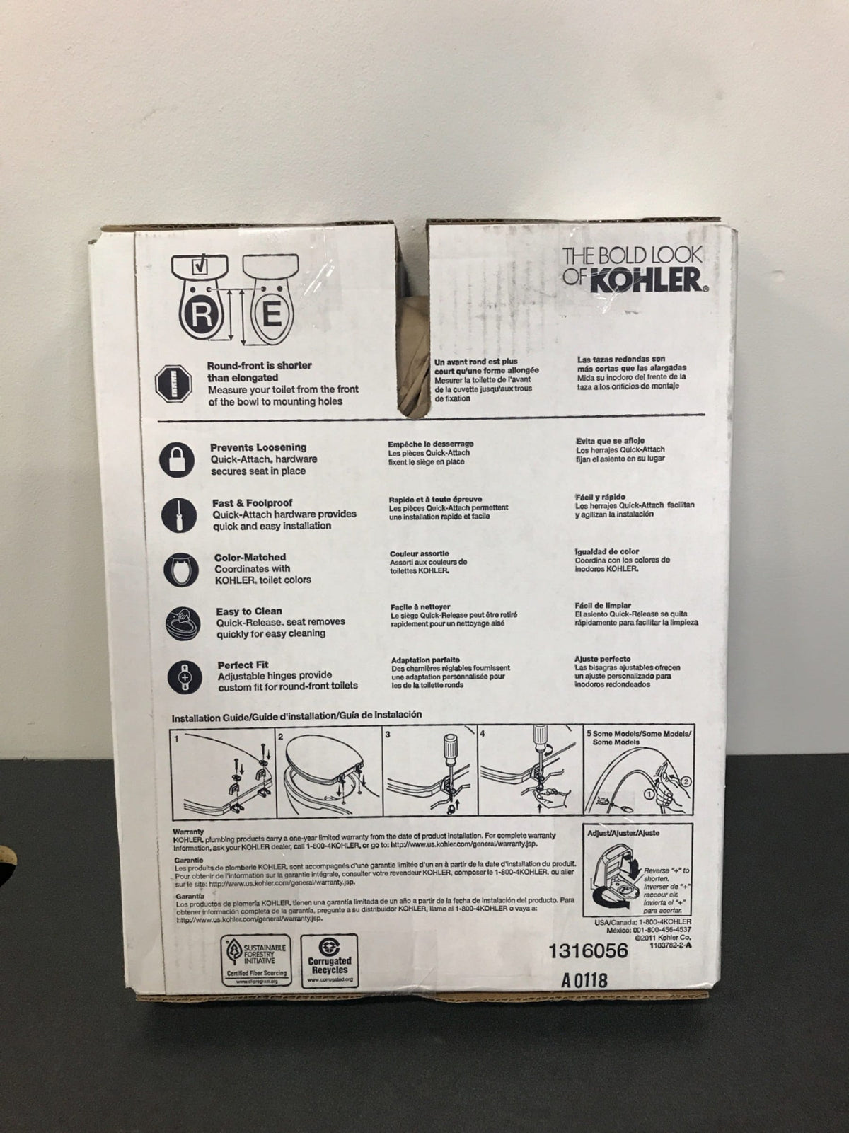KOHLER Quiet Close Reveal Biscuit Round Toilet Seat