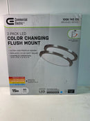 Commercial electric LC0000155-01/BN 15 in. Brushed Nickel New Ultra-Low Profile Integrated LED Flush Mount 5CCT (2-Pack)