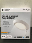 Commercial electric 564131110 10 in. 18-Watt Color Selectable LED Flush Mount Disk Light J-Box Compatible Dimmable 1500 Lumens
