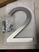 Sure-Loc HNF6-2 BA 6 Inch Tall Aluminum Floating House Number 2 - Brushed Aluminum