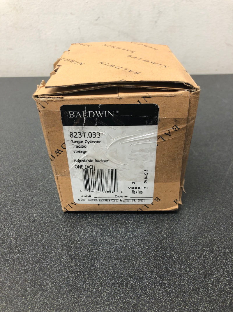 Baldwin 8231033 Traditional Solid Brass Single Cylinder Keyed Entry Deadbolt from the Estate Collection - Vintage Brass