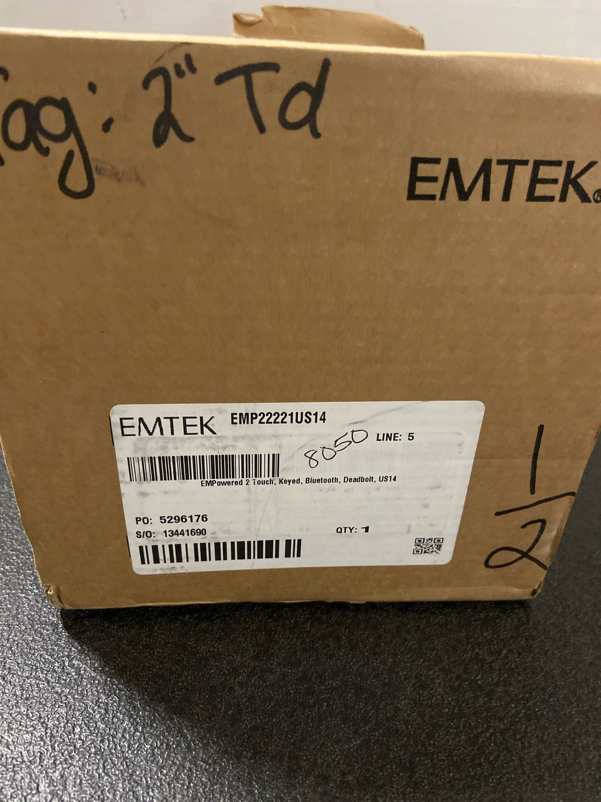 Emtek EMP22221US14 Empowered 2 Electronic Touchscreen/Fingerprint Single Cylinder Keyless Entry Deadbolt with Bluetooth - Polished Nickel