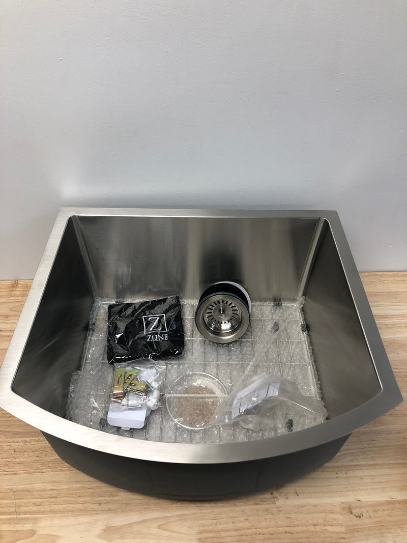 ZLINE SCS-22 Gateway Series 22-1/2" Undermount Single Basin Stainless Steel Kitchen Sink with Basin Rack and Basket Strainer - Stainless Steel