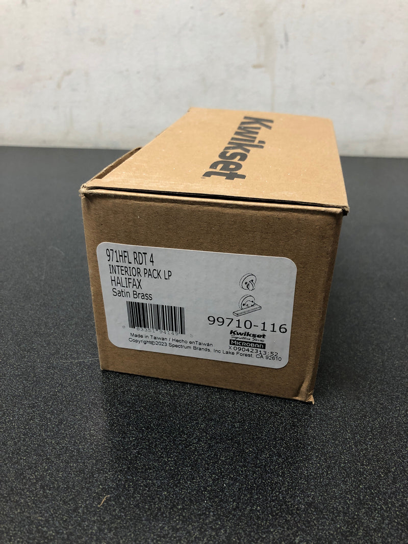 Kwikset 971HFLRDT-4 Halifax Lever Single Cylinder Interior Pack with Round Rose for Handlesets - Satin Brass