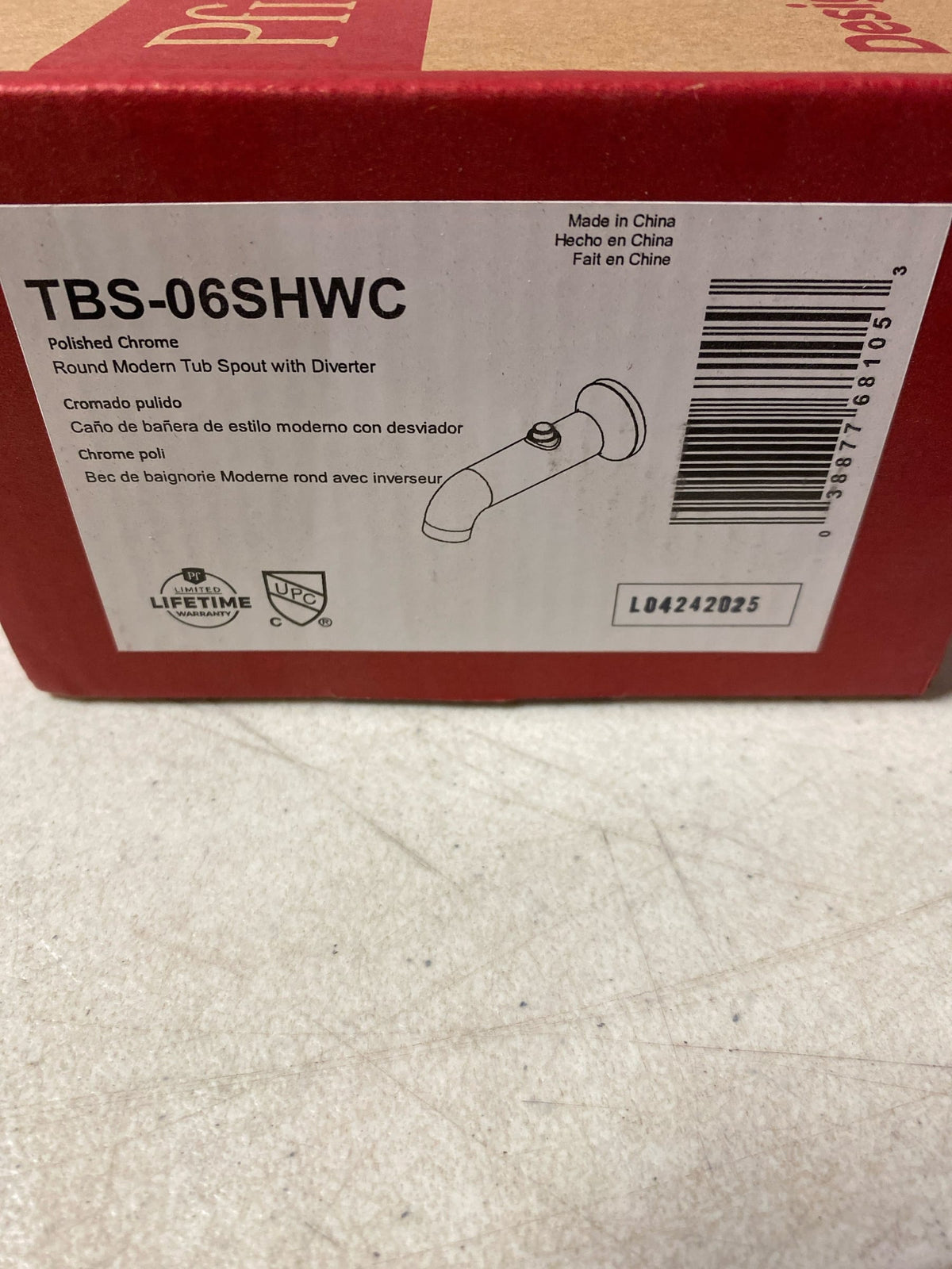 Pfister TBS-06SHW Modern Round 7-1/8" Integrated Diverter Tub Spout - Polished Chrome