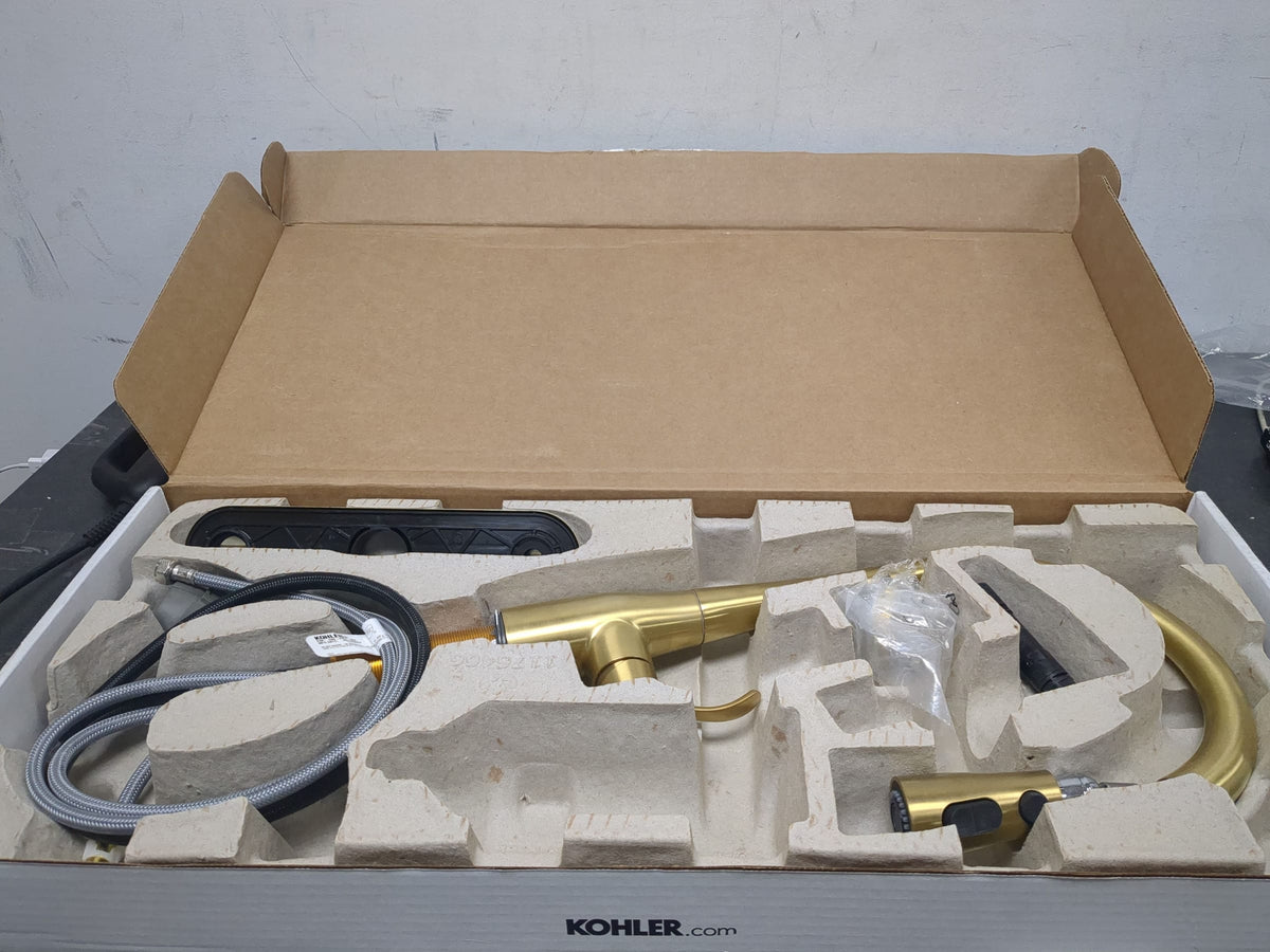 Kohler K-596-2MB Simplice 1.5 GPM Single Hole Pull Down Kitchen Faucet - Includes Escutcheon - Vibrant Brushed Moderne Brass