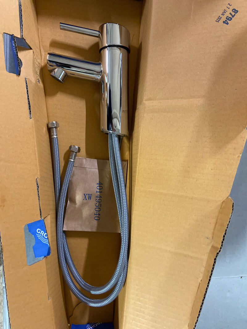 GROHE 3427100A Concetto S-Size Single-Handle Single-Hole Bathroom Faucet Without Pop-Up - 1.2 GPM