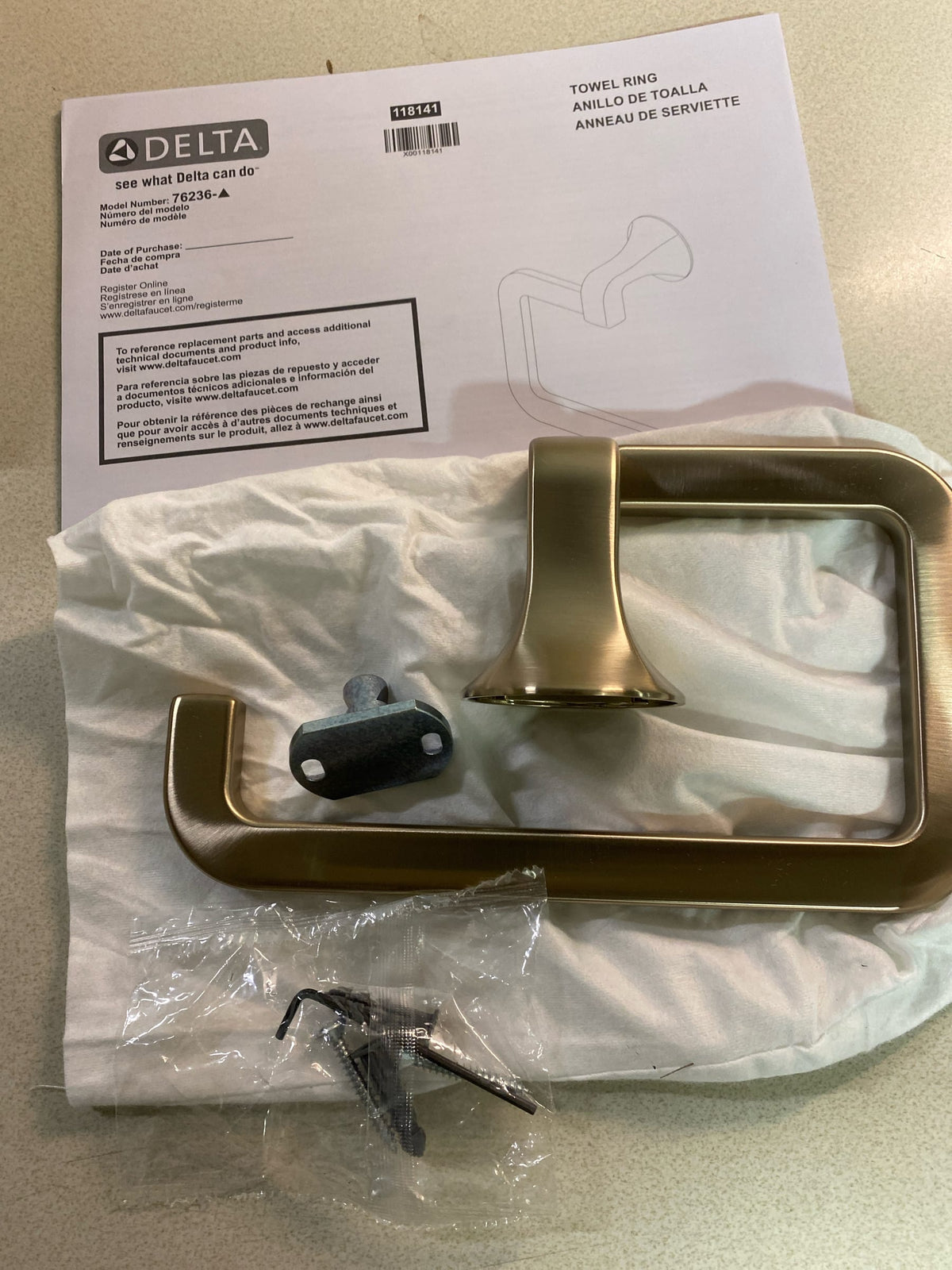 Delta 76236-CZ Lineax 7-11/16" Wall Mounted Towel Ring - Champagne Bronze