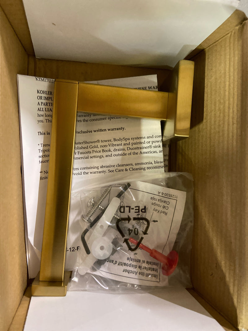 Kohler K-23292-2MB Square Wall Mounted Euro Toilet Paper Holder - Vibrant Brushed Moderne Brass