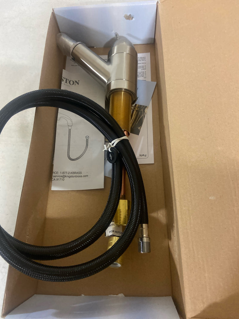 Kingston Brass KB3898BL Vintage Pull-Out Sprayer Kitchen Faucet, 8-Inch, Brushed Nickel