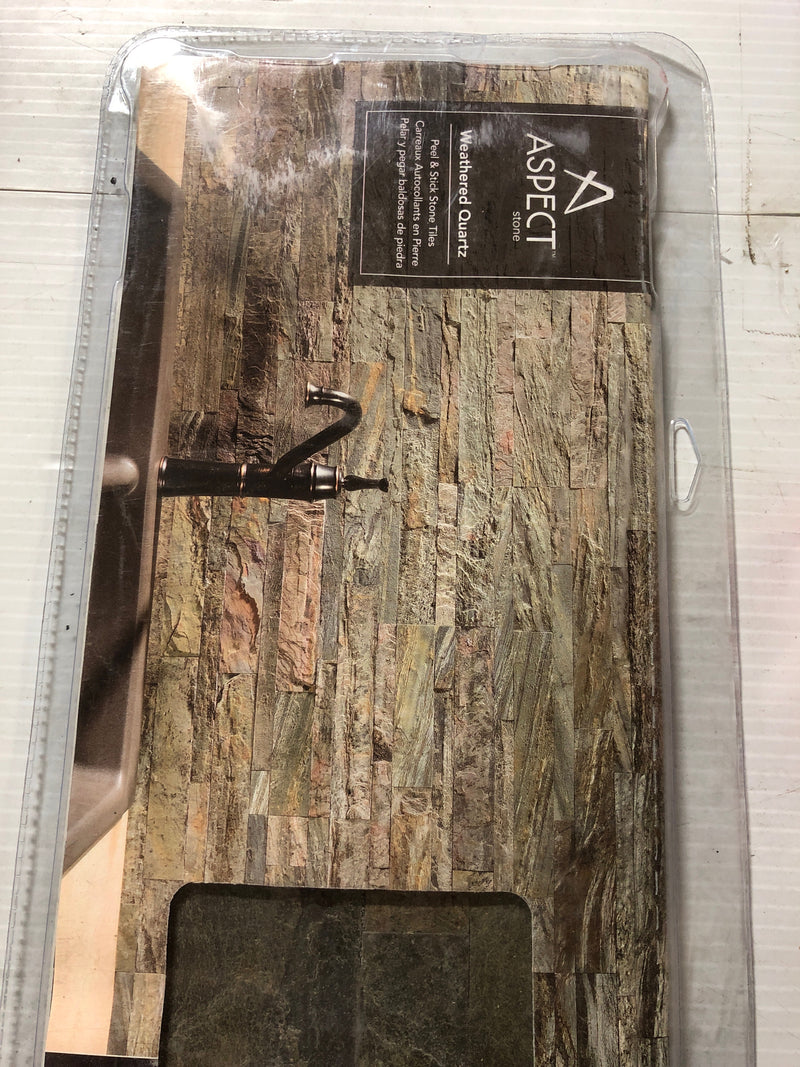 Aspect A9080 23.6 in. x 5.9 in. Weathered Quartz Peel and Stick Stone Decorative Tile Backsplash