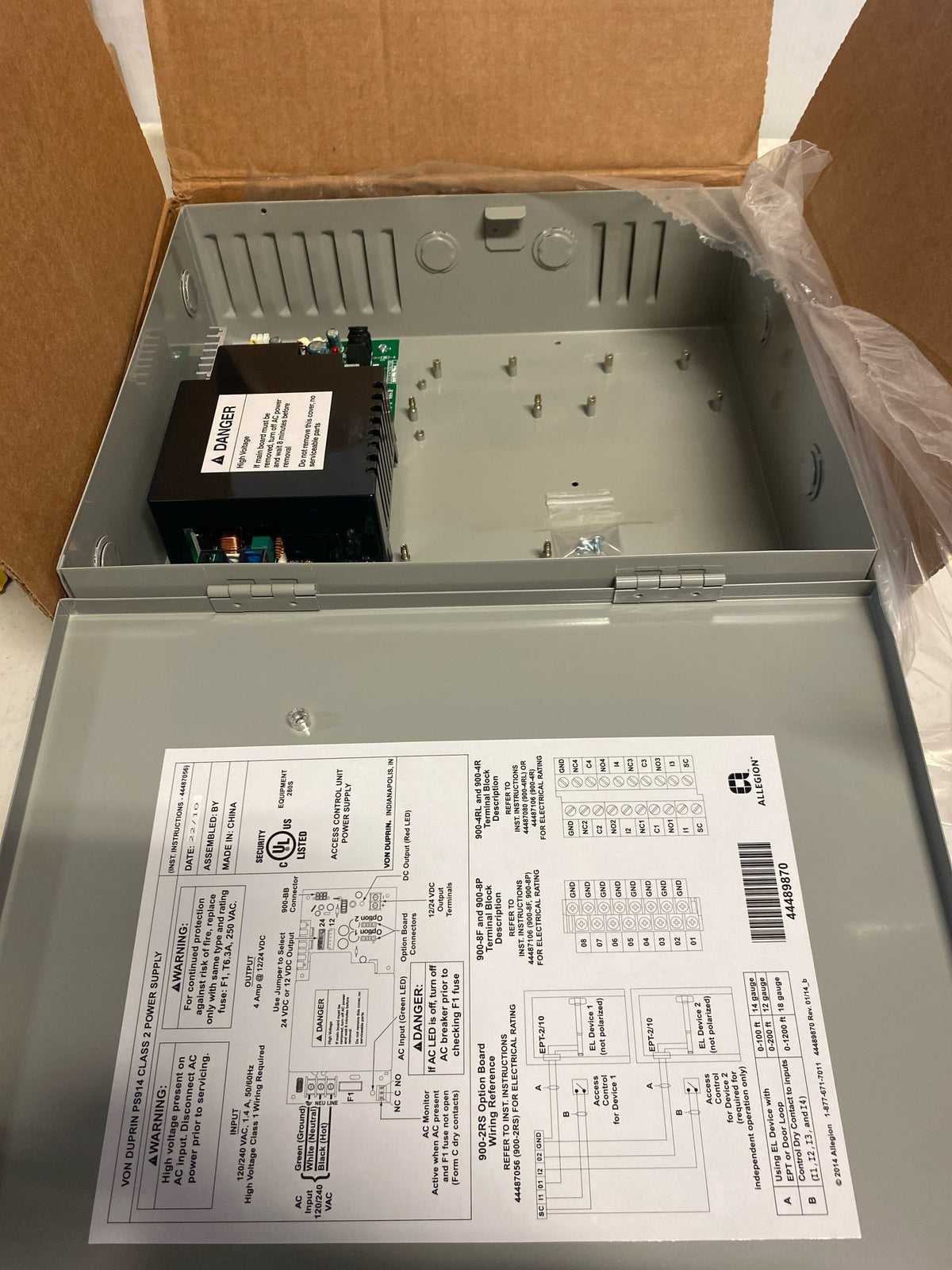 Von Duprin PS914-2RS-BBK Power Supply w/ 2 Relay EL Panic Device Control Board & Battery Backup Kit