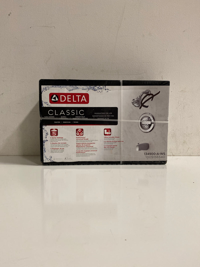 Delta 134900-A-WS Classic Single-Handle 5-Spray Tub and Shower Faucet with Stops in Chrome (Valve Included)