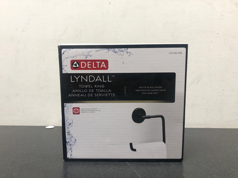 Delta LDL46-MB Lyndall Wall Mount Square Open Towel Ring Bath Hardware Accessory in Matte Black