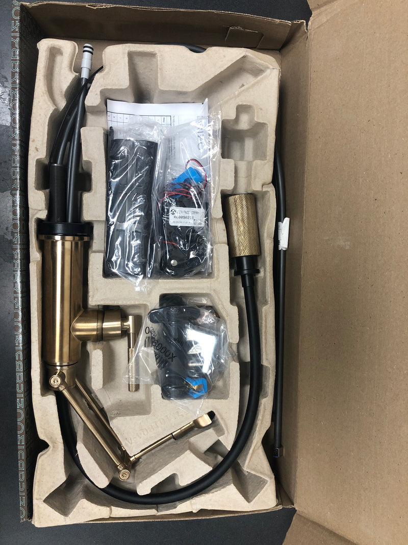 Brizo 64243LF-GL Litze Pull-Down Kitchen Faucet with Dual Jointed Articulating Arm, Knurled Handle, Magnetic Docking Spray Head and On/Off Touch Activation (5 Year on Electronic Parts) - Luxe Gold