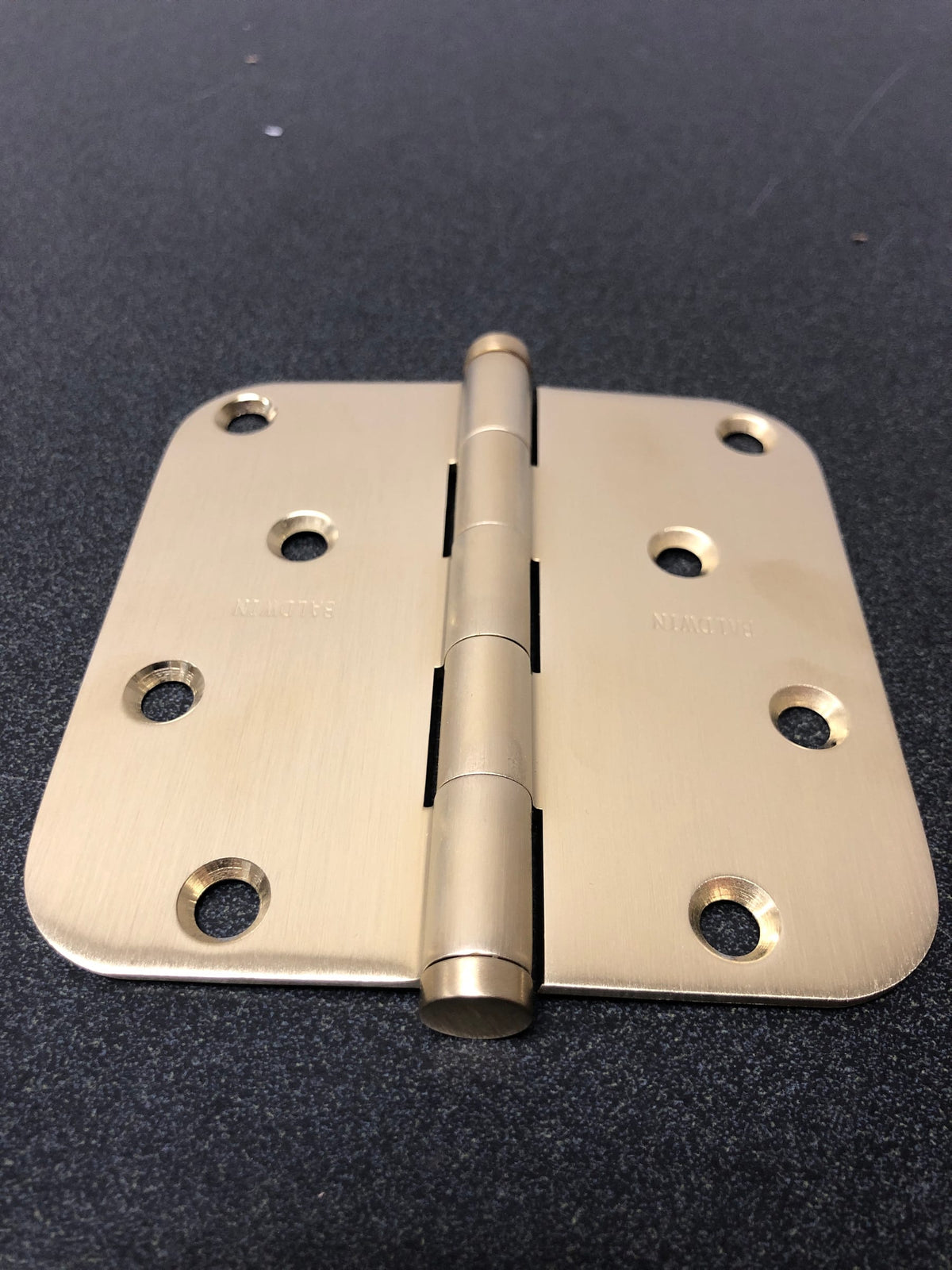 Baldwin 1140044I 4" Wide Plain Bearing 5/8" Radius Corner Mortise Door Hinge from the Estate Collection - Single Hinge - Satin Brass