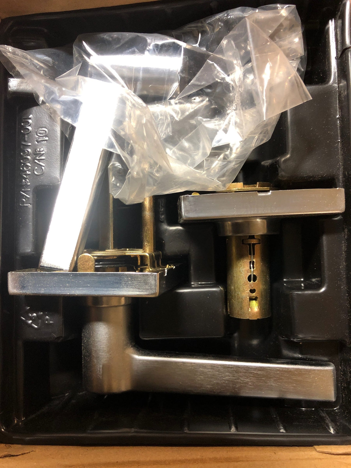Safe Lock - Daylon Square Rose Lever, Passage for Closet or Hallway Doors, Satin Chrome Finish