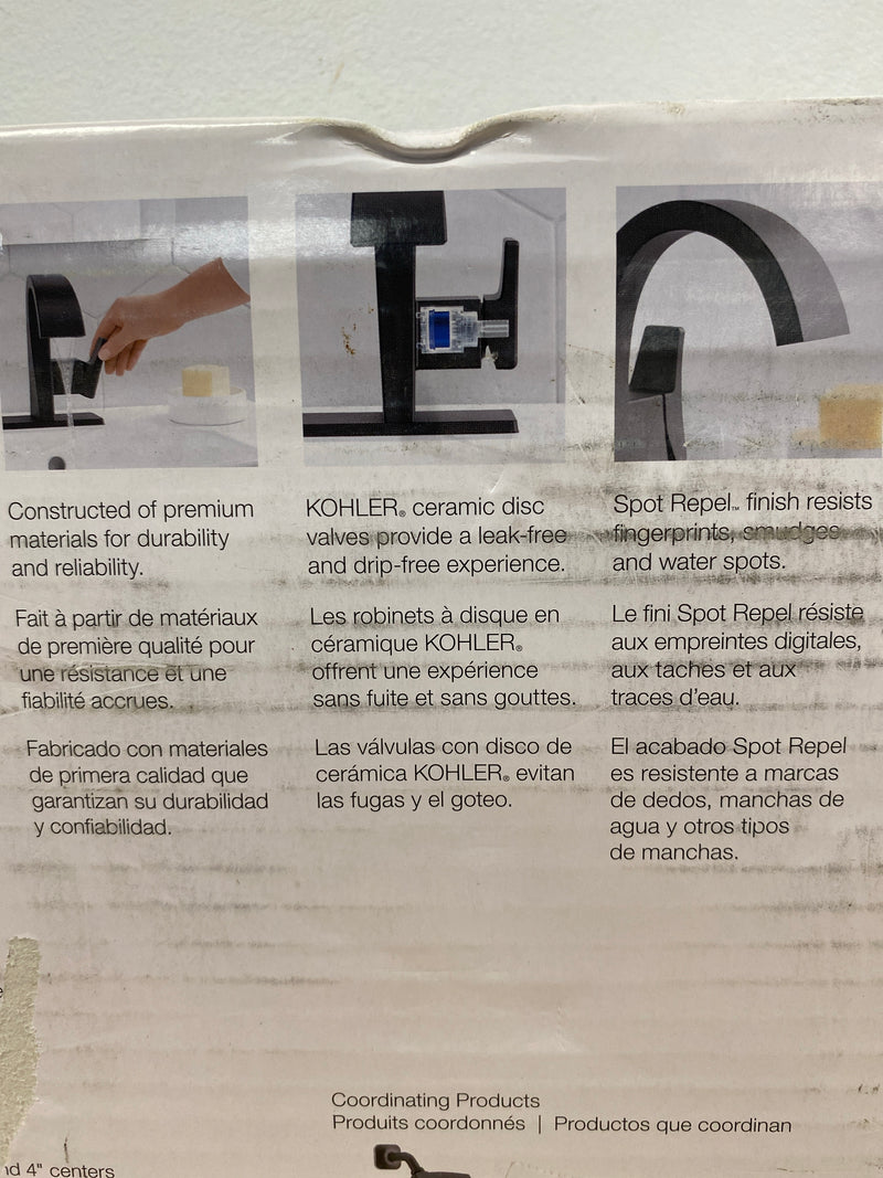 Kohler K-R78037-4D-BL Katun Single Hole or 4 in. Centerset Single-Handle Bathroom Faucet in Matte Black