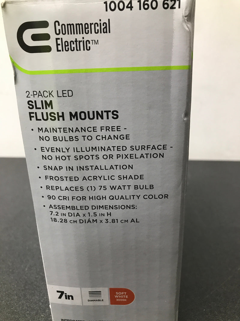 Commercial electric JVJ3011L-8/BN 7 in. Brushed Nickel LED Flush Mount (2-Pack)
