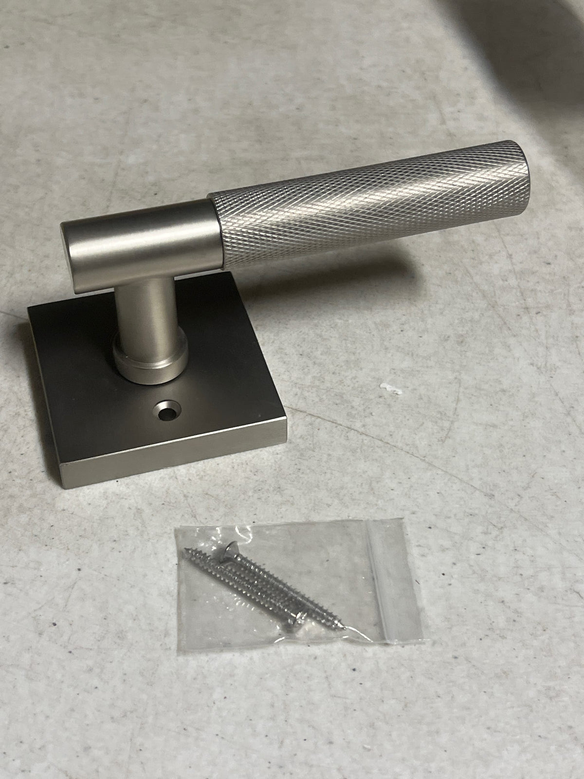 Sure-Loc AP100-SQ 15 GRIP-KN 15 Aspra Square Non-Turning One-Sided Dummy Door Lever with Square Rose - Satin Nickel