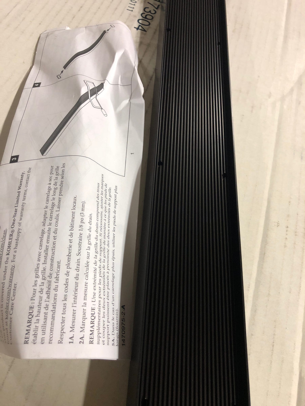 Kohler K-80648-BL 2-1/2" x 48" Linear Drain Grate With Tile-in Panel - Matte Black