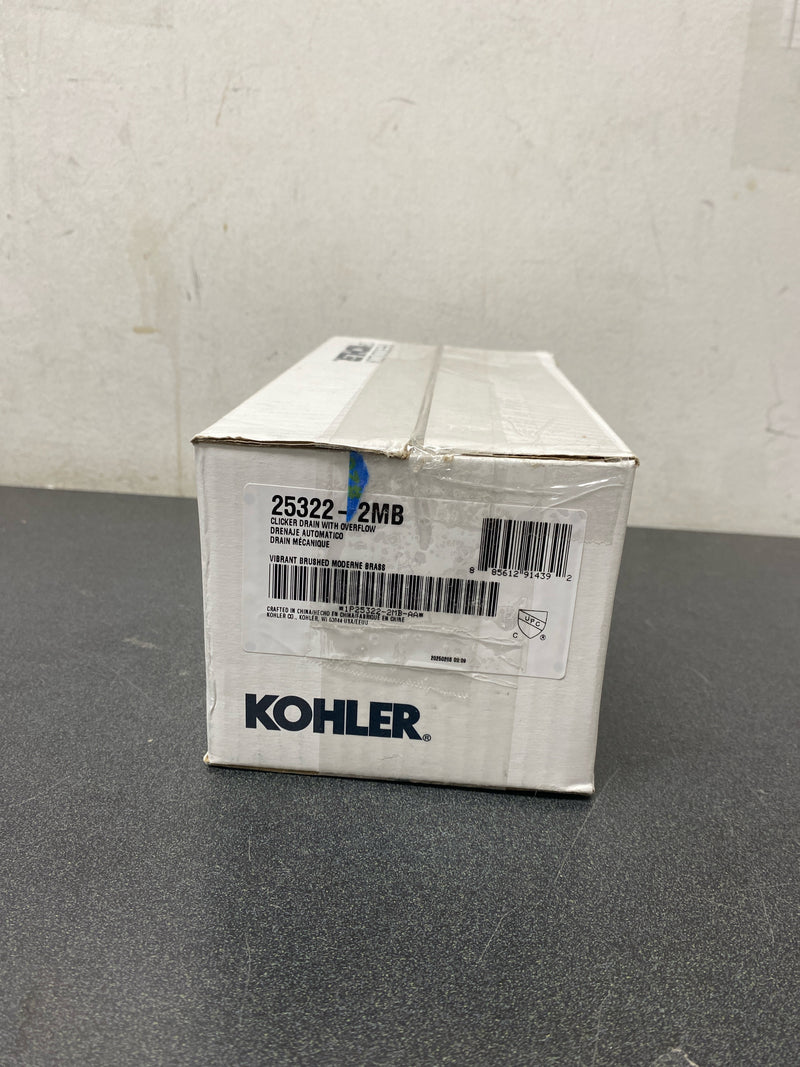 Kohler K-25322-2MB Bathroom sink clicker drain with overflow, Vibrant Brushed Moderne Brass