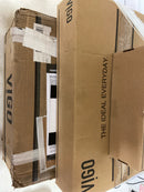 Vigo VGT1061 Giovanni 17" Circular Glass Vessel Bathroom Sink with 1.2 GPM Waterfall 11" H Deck Mounted Bathroom Faucet and Pop-Up Drain Assembly - PVD Brushed Nickel